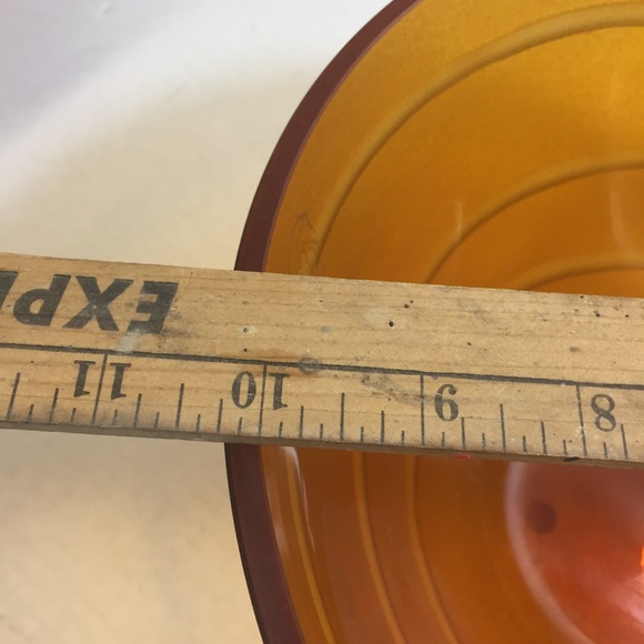 VTG Ethan Allen Murano Art Glass Hand Etched Amber Bowl Post Modern 10" Diameter - Picture 9 of 11